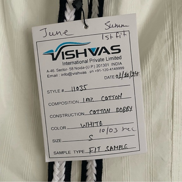 Amour Vert White Cotton Wide Leg Pants Rope Pockets Drawstring Sample Size S - Picture 6 of 6